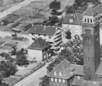 Stiftshaus Gladbeck auf einer Luftaufnahme des Jahres 1961